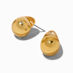 Pendantes 2,5 cm forme de grand haricot couleur dorée transparent