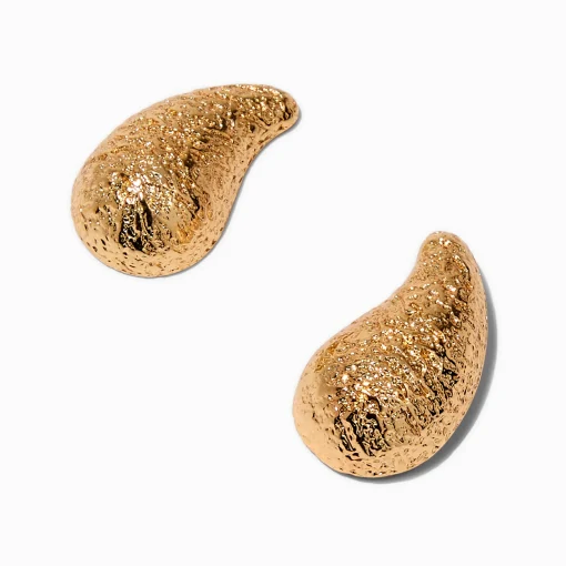 Pendantes 2,5 cm haricot texturées couleur dorée
