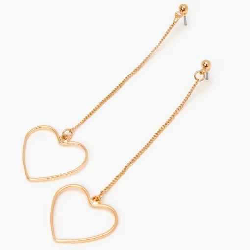 Pendantes 8 cm linéaires cœur ajouré couleur dorée