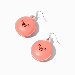 Pendantes 2,5 cm macaron visage souriant rose spongieux