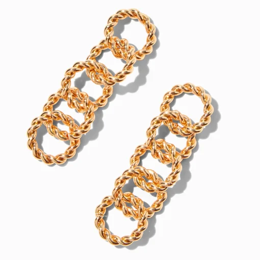 Pendantes 5 cm maillons de chaîne circulaires torsadées couleur dorée