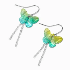 Pendantes 4 cm papillon chaîne pailletées