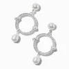 Pendantes 5 cm perles d’imitation circulaires couleur argentée