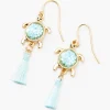 Pendantes 4 cm pompons et tortues en turquoise d'imitation