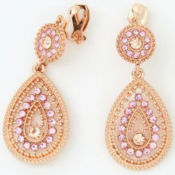 Pendantes en gouttes à clip 5 cm couleur doré rose