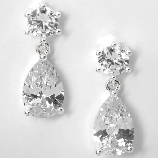 Pendantes en gouttes avec zircon cubique d'imitation 2,5 cm couleur argentée