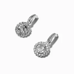 Pendantes halo zircon cubique couleur argentée