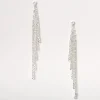 Pendantes linéaires à étages 9 cm avec strass couleur argentée