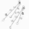 Pendantes linéaires 6,5 cm confettis en zircon cubique d'imitation devant-derrière couleur argentée