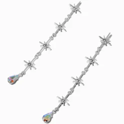 Pendantes linéaires 8 cm étoiles rayonnantes couleur argentée