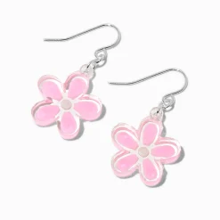 Pendantes marguerite en plastique roses