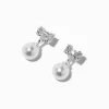 Pendantes perles d'imitation nœud en zircon cubique couleur argentée C LUXE by Claire’s