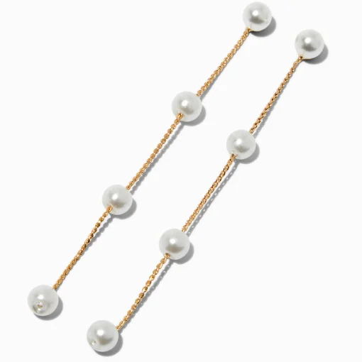 Pendantes perles d'imitation linéaires couleur dorée