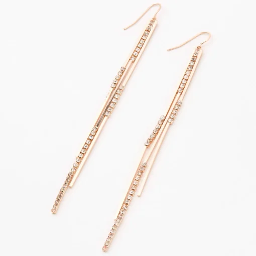 Pendantes verticales linéaires 10 cm couleur doré rose