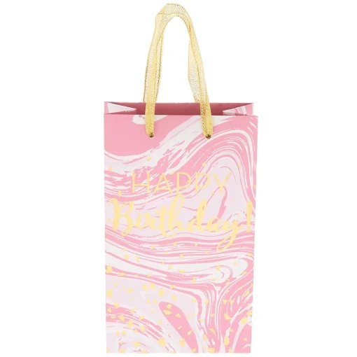 Petit sac cadeau effet marbré moucheté rose