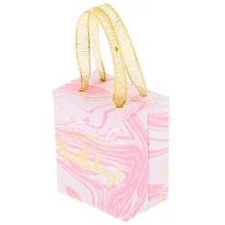 Petite boîte cadeau effet marbré Joyeux Anniversaire - Rose
