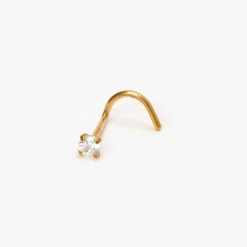 Piercing de nez à griffes avec strass 0,8 mm couleur titanée et couleur dorée