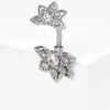 Piercing de nombril fleur demi lotus 1,6 mm couleur argentée
