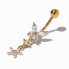 Piercing de nombril 1,6 mm papillon zircon cubique et acier inoxydable couleur argentée