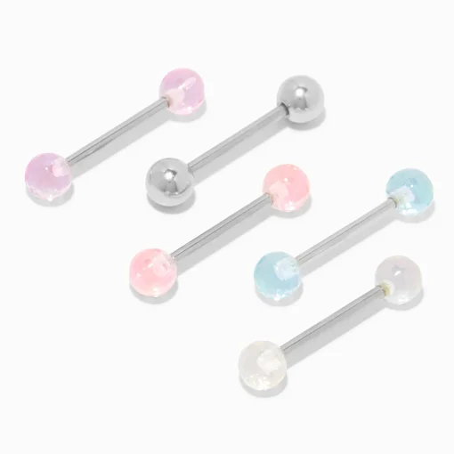 Piercings de langue barbell 1,6 mm boule disco - Lot de 5