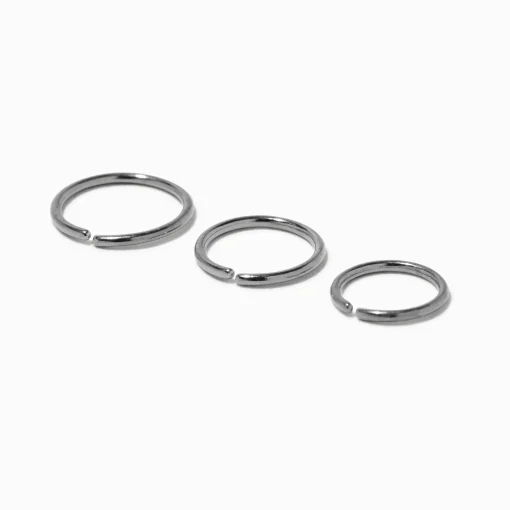 Piercings de nez aux designs variés 0,8 mm couleur argentée - Lot de 3