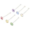 Piercings de nez avec strass pastel 0,6 mm couleur argentée - Lot de 6