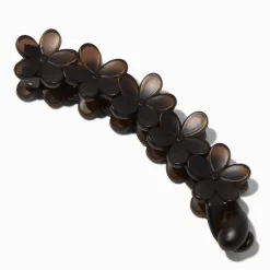 Pince à cheveux banane fleur noir mat
