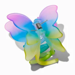 Pince à cheveux effet givré papillon arc-en-ciel