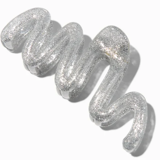 Pince à cheveux en zig zag paillettes couleur argentée