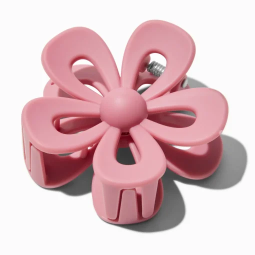 Pince à cheveux fleur ajourée mauve
