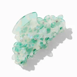 Pince à cheveux fleur strass bleue