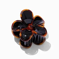Pince à cheveux fleurs linéaires écaille de tortue noire
