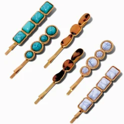 Épingles plates western cowgirl en turquoise d'imitation - Lot de 6