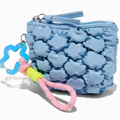Pochette poignet en nylon bombée bleue