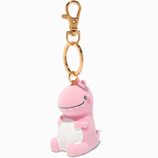 Porte-clé en peluche dinosaure rose