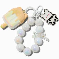 Porte-clés bracelet glace à l'eau chat perle d'imitation