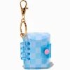 Porte-clés mini journal à carreaux bleu