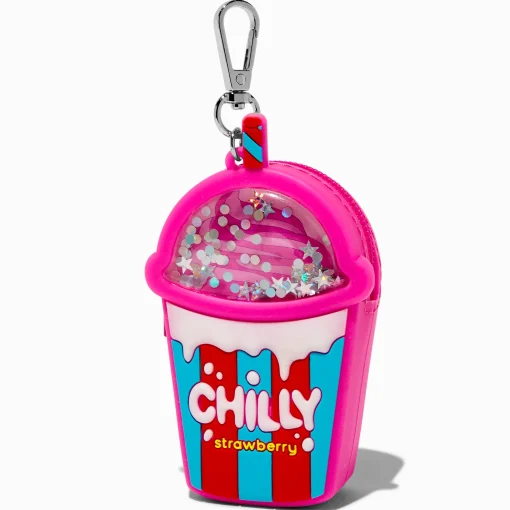 Porte-clés porte-monnaie gelée granité à la fraise