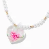 Pressed Flowers Pendant Pearl Necklace