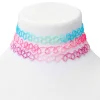 Ras-de-cou effet tatouage à paillettes pastel - Lot de 3