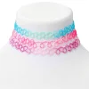 Ras-de-cou effet tatouage à paillettes pastel - Lot de 3