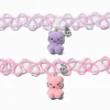 Ras-de-cou effet tatouage avec chats pelucheux best friends - Lot de 2