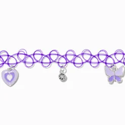 Ras-de-cou effet tatouage breloque violet