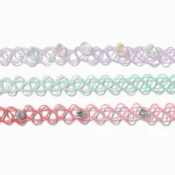 Ras-de-cou effet tatouage dégradé pastel - Lot de 3
