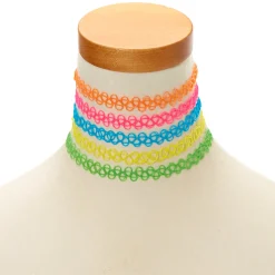 Ras-de-cou effet tatouage fluo - Lot de 5