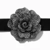 Ras-de-cou en imitation velours noir rose clouté