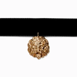 Ras-de-cou pendentif lion couleur dorée