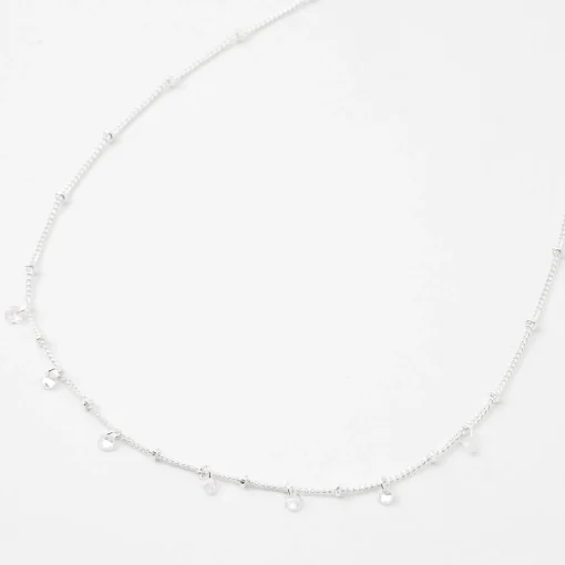 Ras-de-cou perlé confetti en zircon cubique couleur argentée