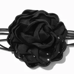 Ras-de-cou rose noire cloutée