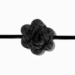Ras-de-cou rosette pavé noir